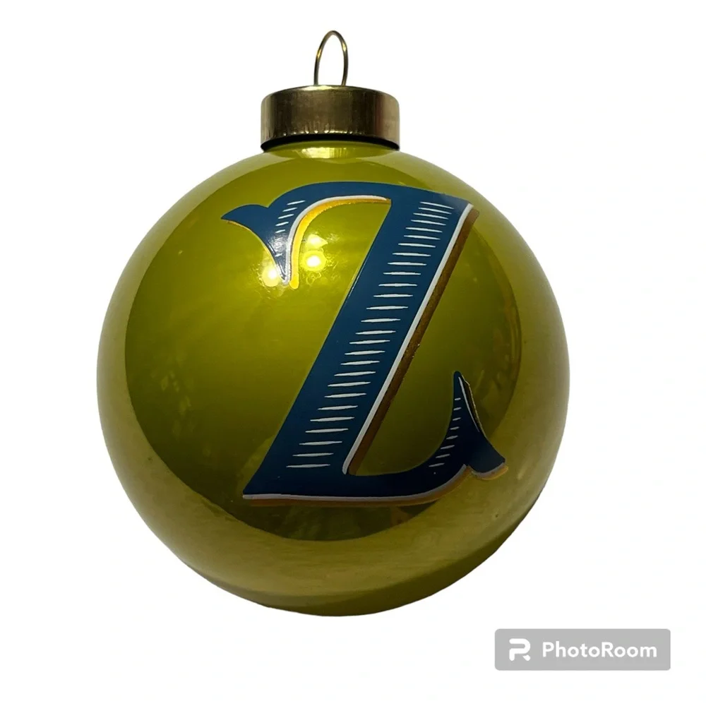 Monogram Ornament Glass “Z” Yellow/Green 3